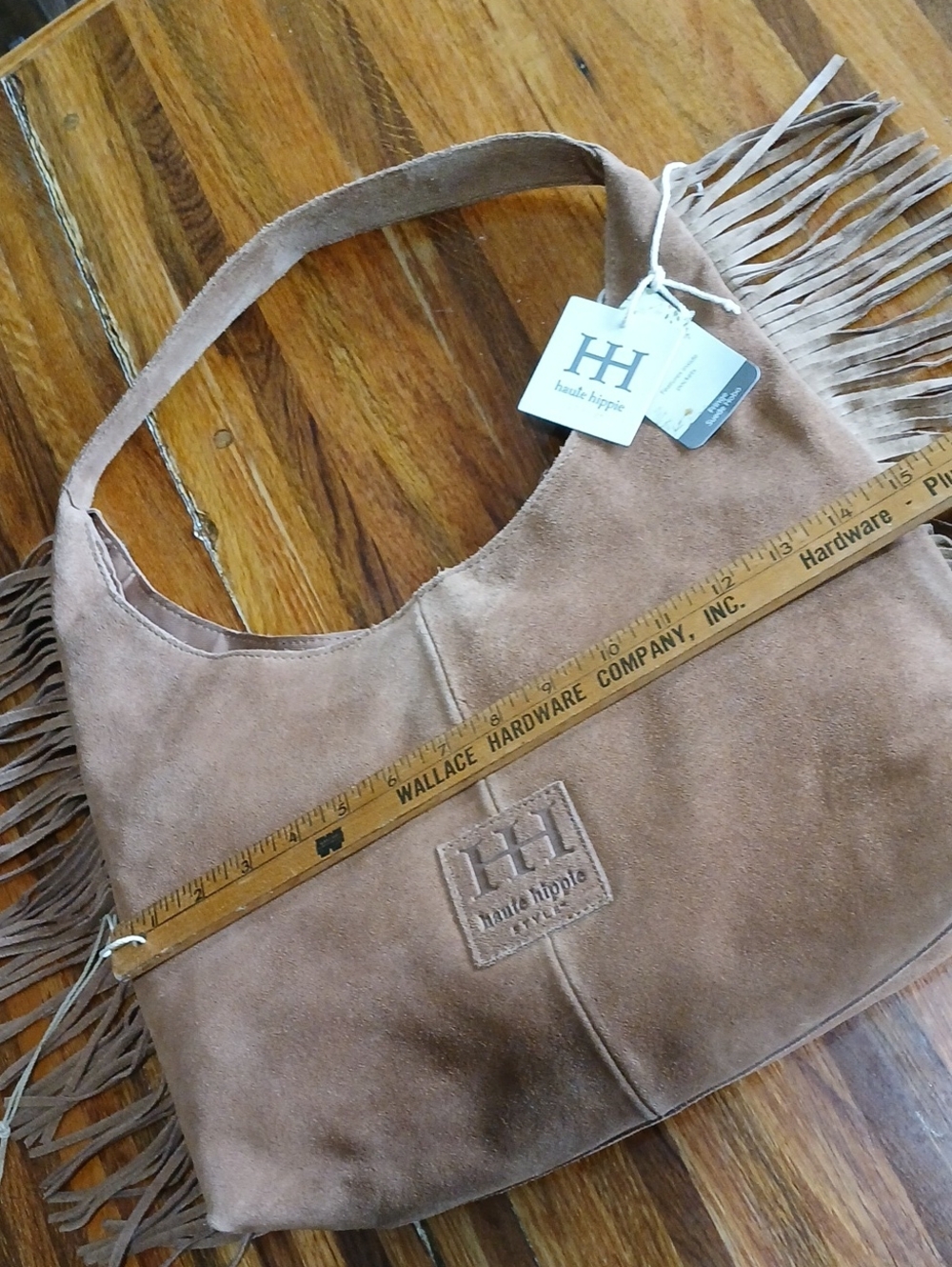 Haute Hippie Style Suede Fringed Shoulder Bag Purse - Picture 7 of 8